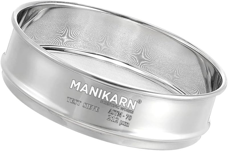MANIKARN Test Sieve 8 Inch (200mm) – 212 Micron Mesh, ASTM No. 70 – Grade 304 Stainless Steel Frame & Mesh – Laboratory Sieve for Soil, Sand, and Particle Size Analysis - Image 1